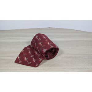 Emanuel Ungaro Paris Silk Tie Red Bird Pattern Made in Italy Neck Tie